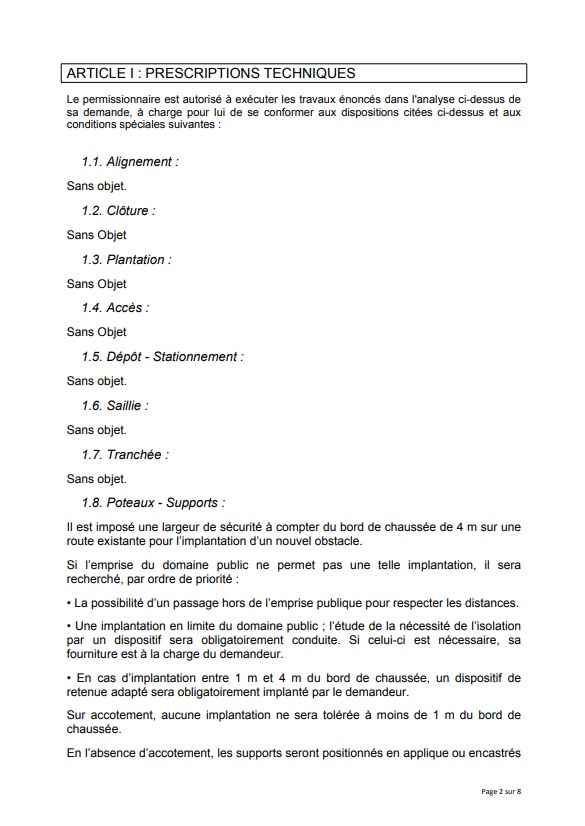 Arrêté permission de voirie