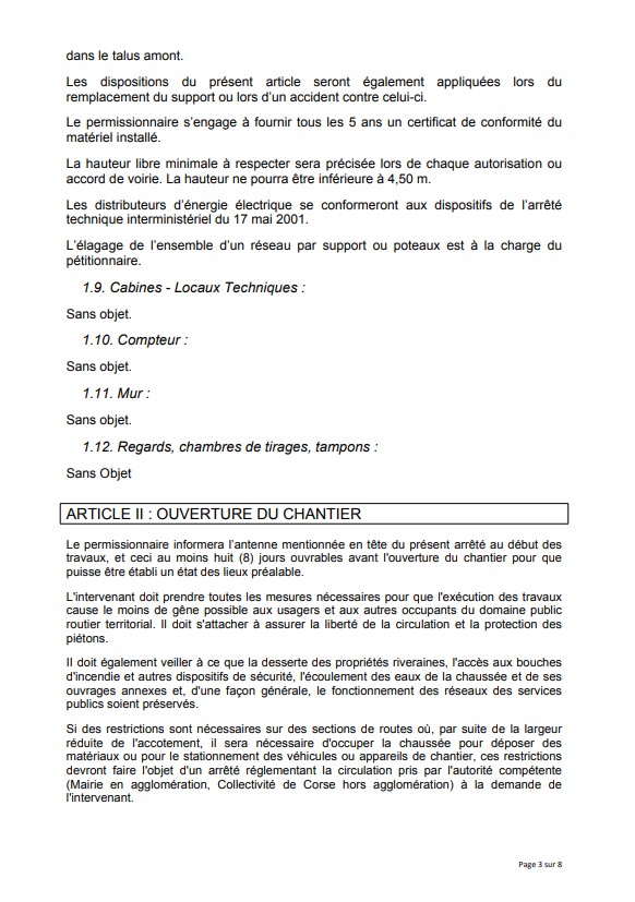 Arrêté permission de voirie